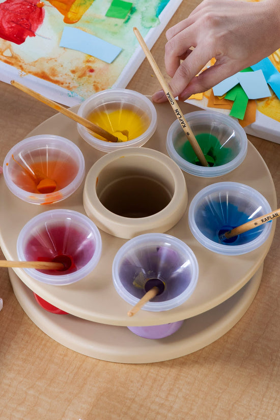 Cup Spinner - Tan with Six Clear Cups