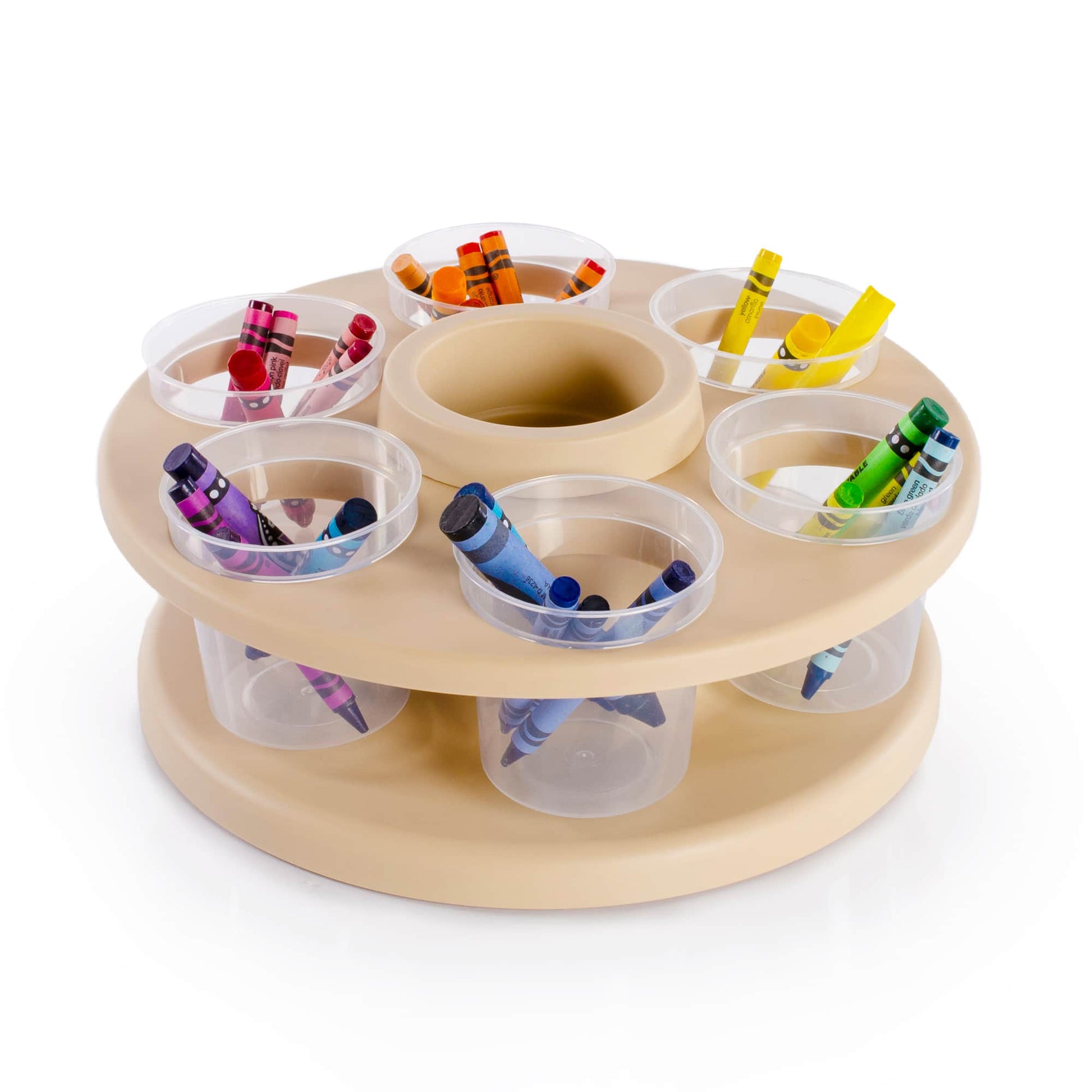 Cup Spinner - Tan with Six Clear Cups