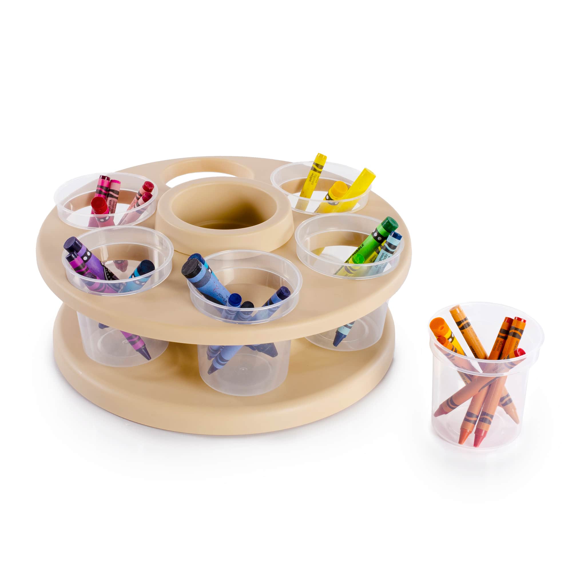Cup Spinner - Tan with Six Clear Cups