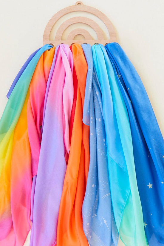Sarah's Silks Rainbow Playsilk Display